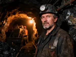 Pracownik w rękawicach roboczych segreguje wysokiej jakości złom miedzi na drewnianym stole w punkcie skupu metali.